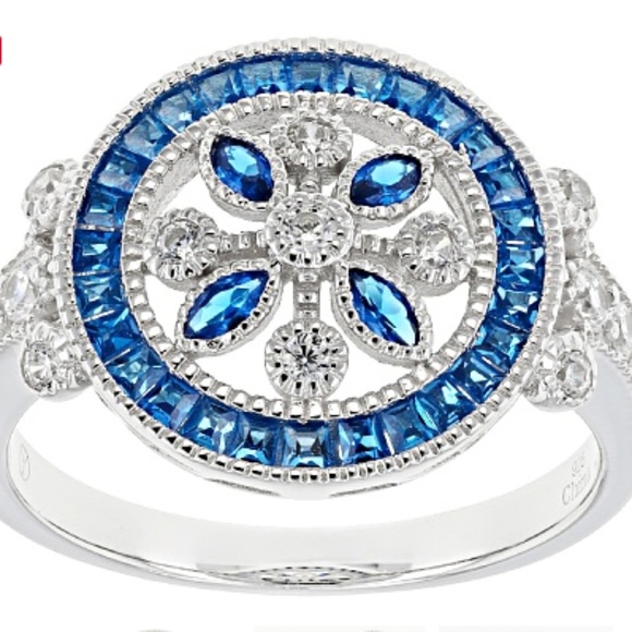 JTV Jewelry - Blue Sapphire & cubic zirconia in.925 Sterling silver